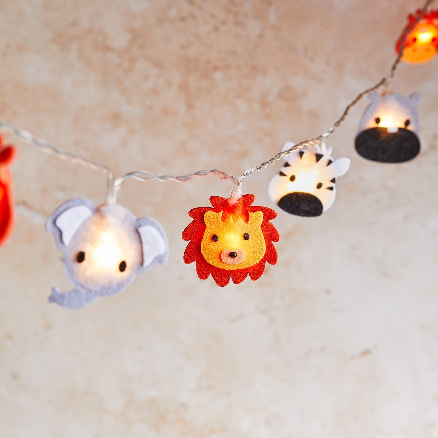16 Felt Safari Children's Fairy Lights