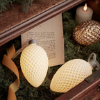 Ceramic Pinecone LED Christmas Bauble Trio