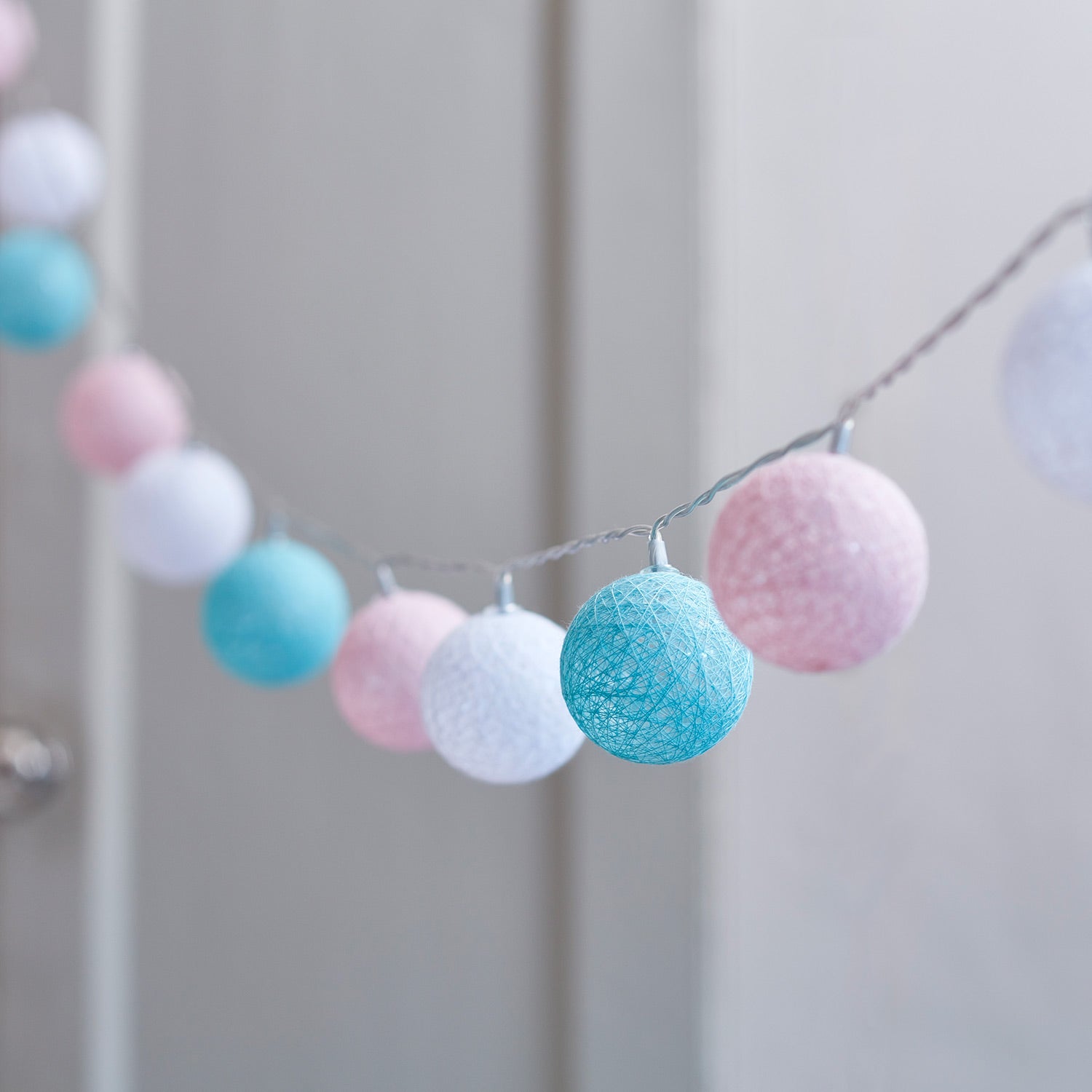 20 Pastel Cotton Ball Fairy Lights