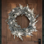 60cm Pre Lit Outdoor Snowy Christmas Wreath
