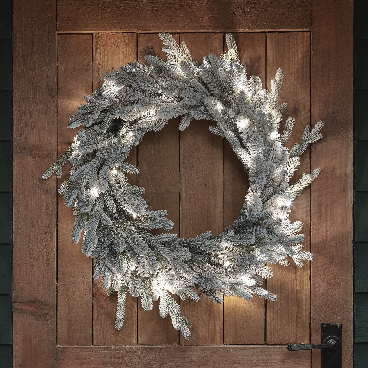60cm Pre Lit Outdoor Snowy Christmas Wreath