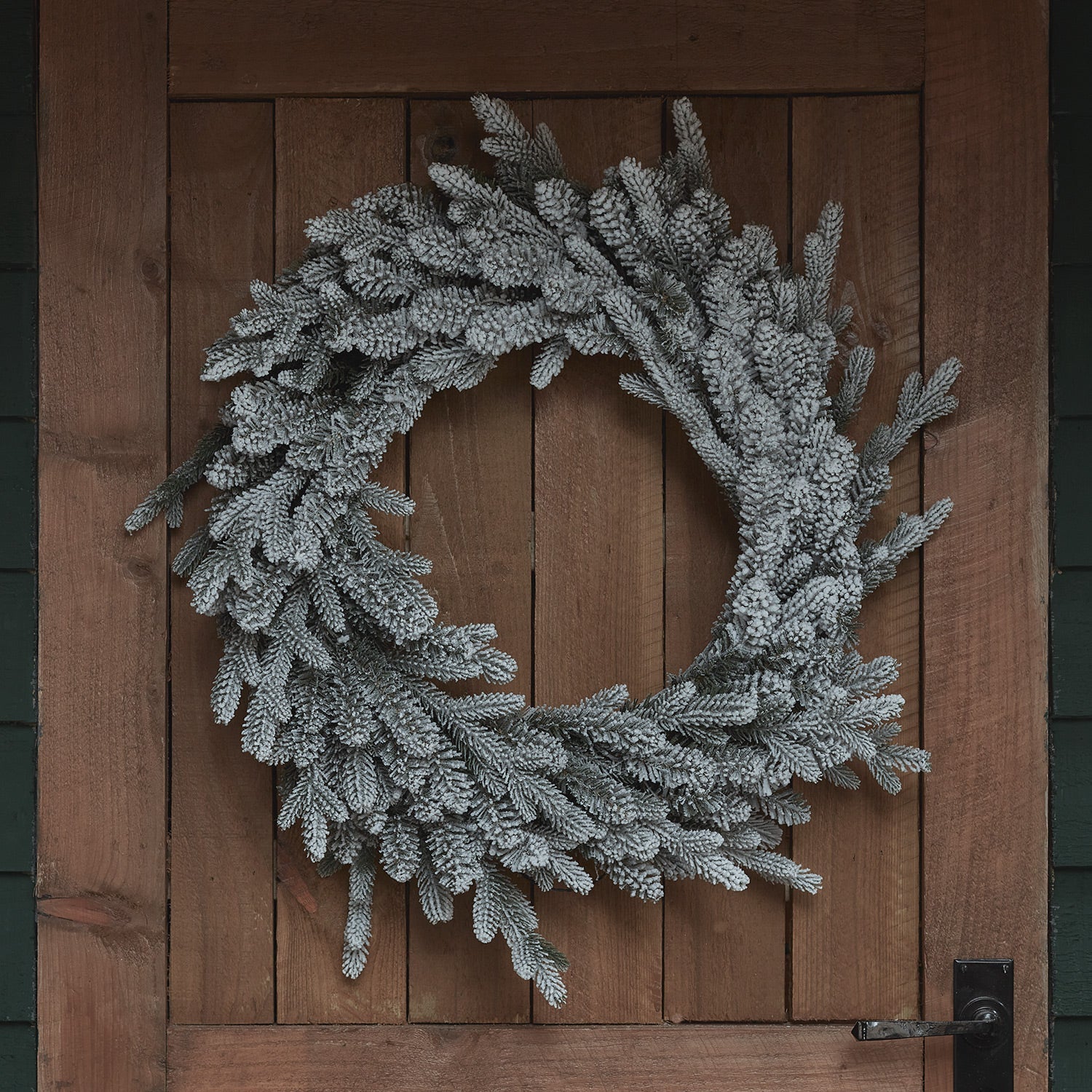 60cm Pre Lit Outdoor Snowy Christmas Wreath