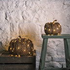 Set of 2 Rattan Light Up Pumpkins
