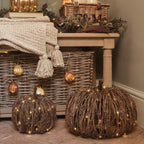 Set of 2 Rattan Light Up Pumpkins