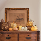 Set of 3 Autumnal Glass Light Up Pumpkins
