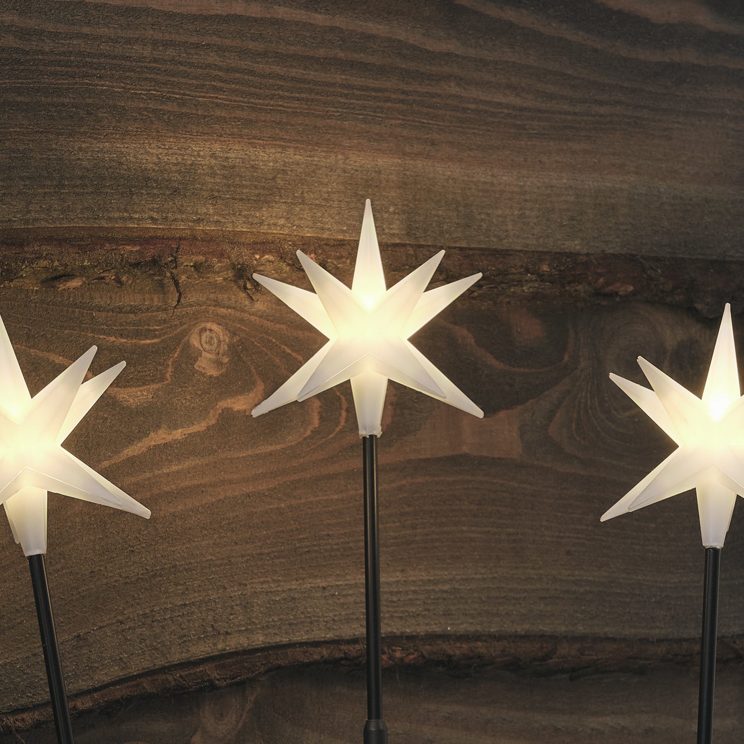 Set of 3 LED Starburst Stake Lights
