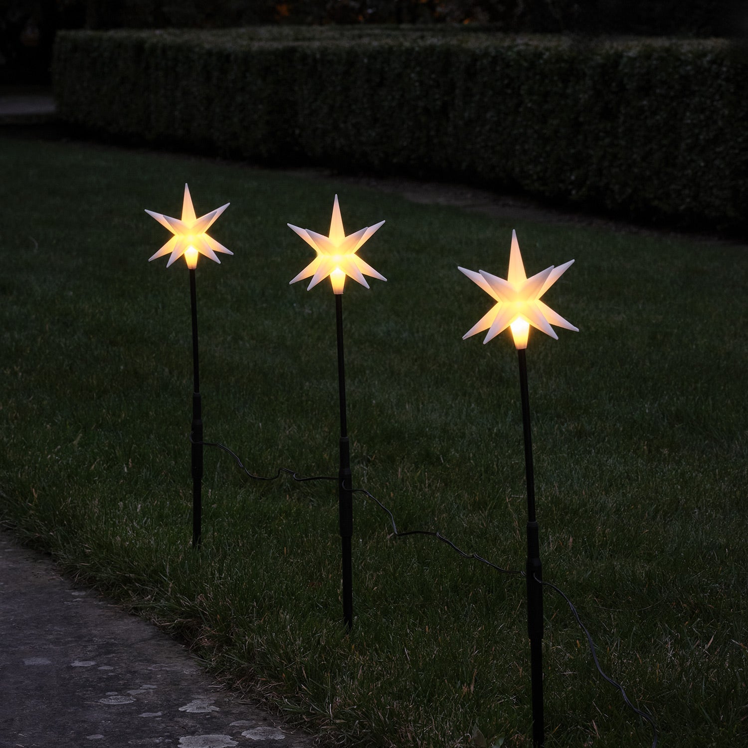 Set of 3 LED Starburst Stake Lights
