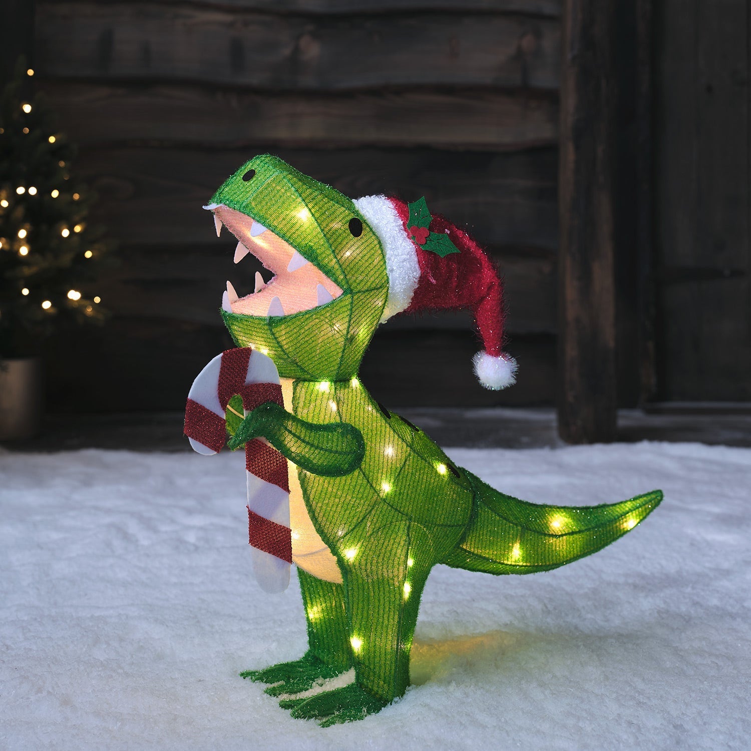 53cm Terrence the Christmas T-Rex Pre Lit 3D Fabric Figure