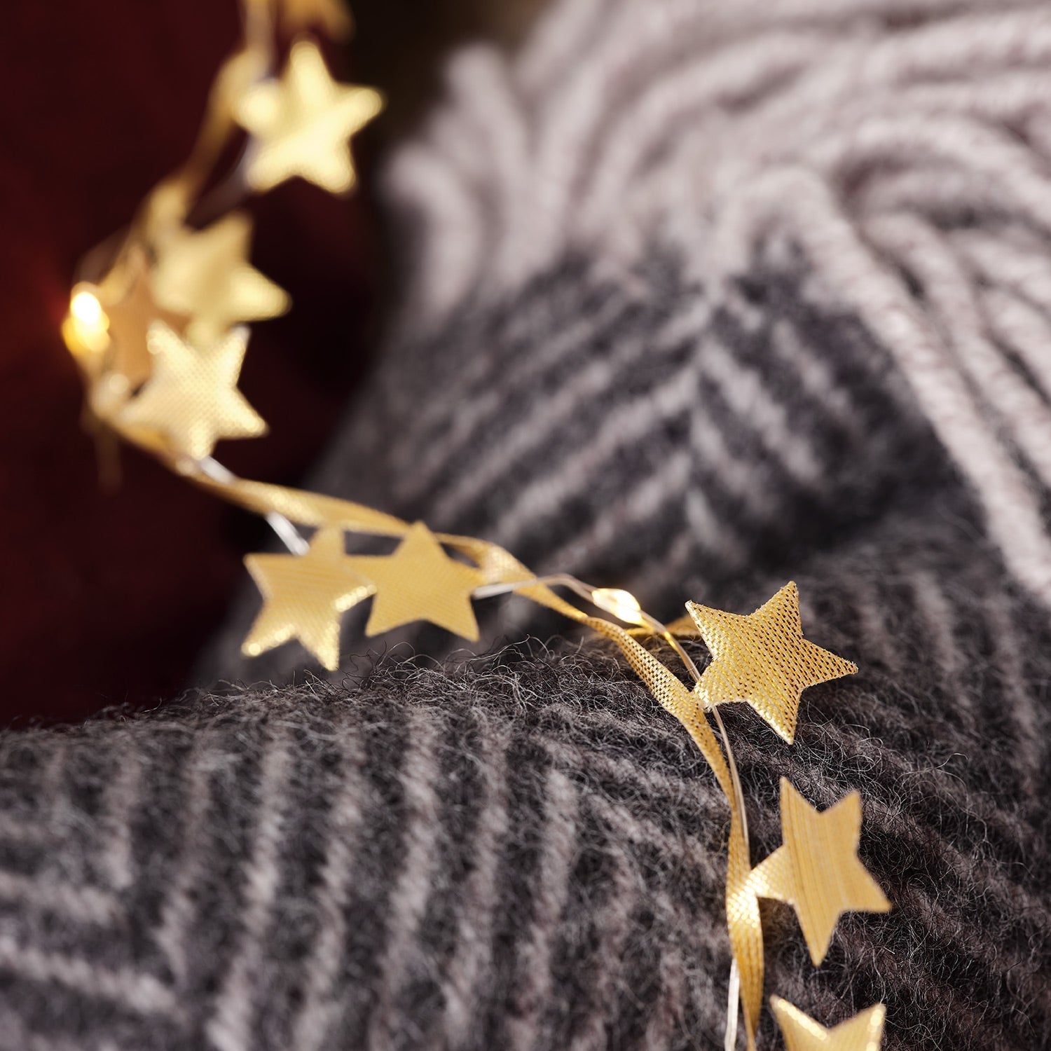 40cm Gold Star Micro LED Fabric Garland