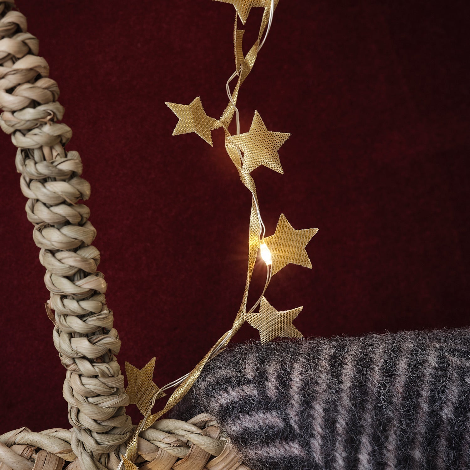 40cm Gold Star Micro LED Fabric Garland