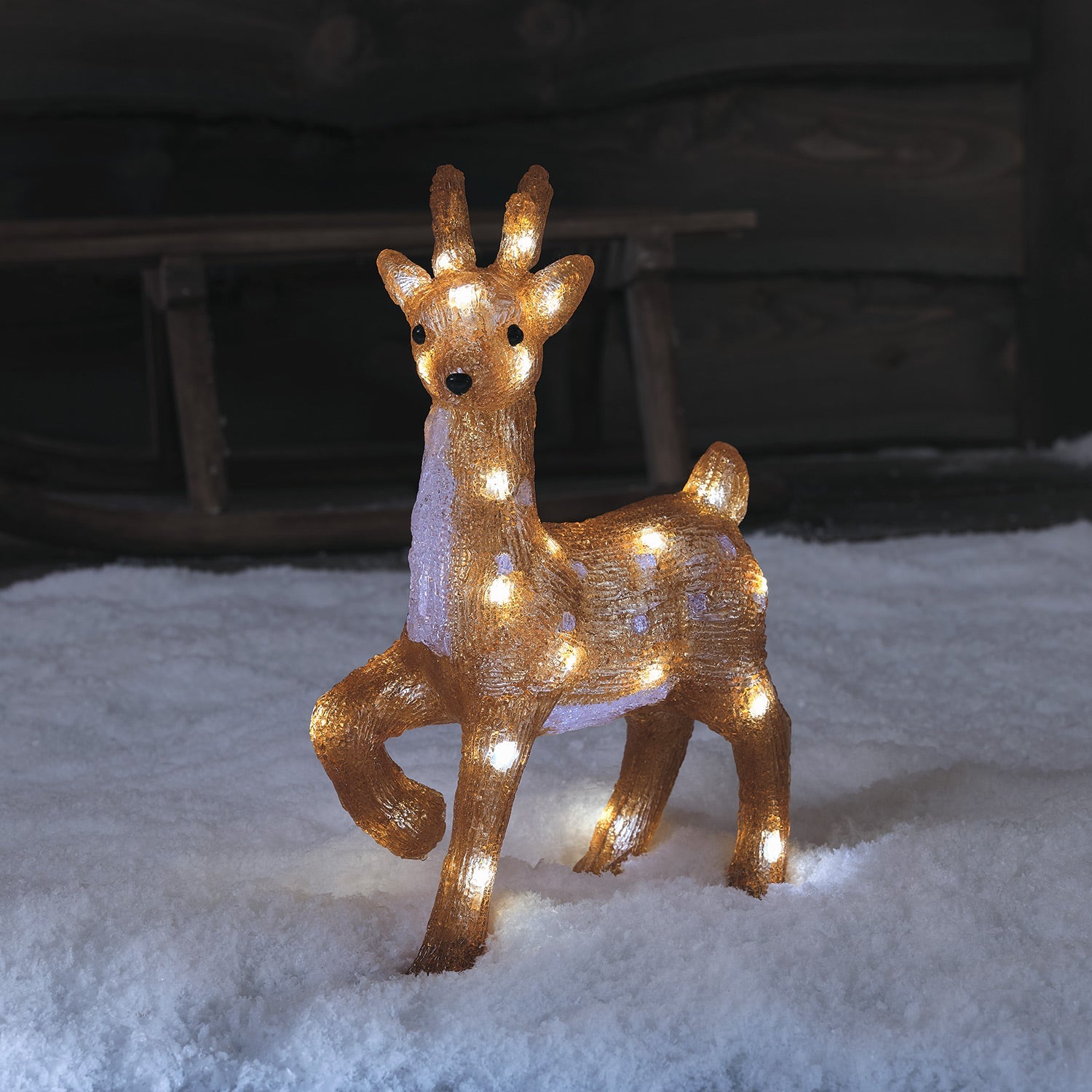 36cm Stag & Doe LED 3D Acrylic Reindeer Duo