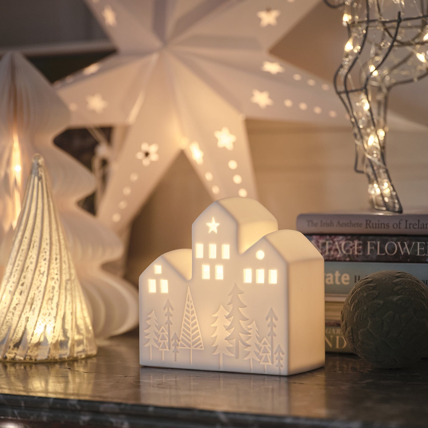Ceramic House LED Christmas Decoration
