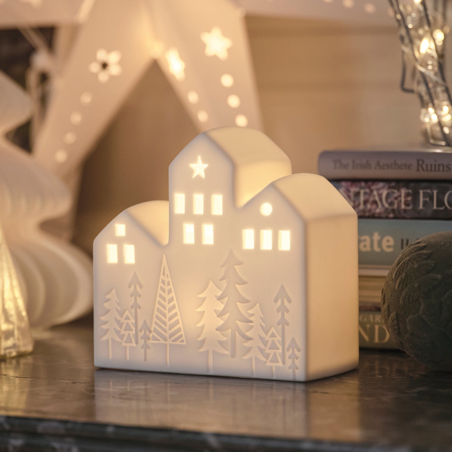 Ceramic House LED Christmas Decoration