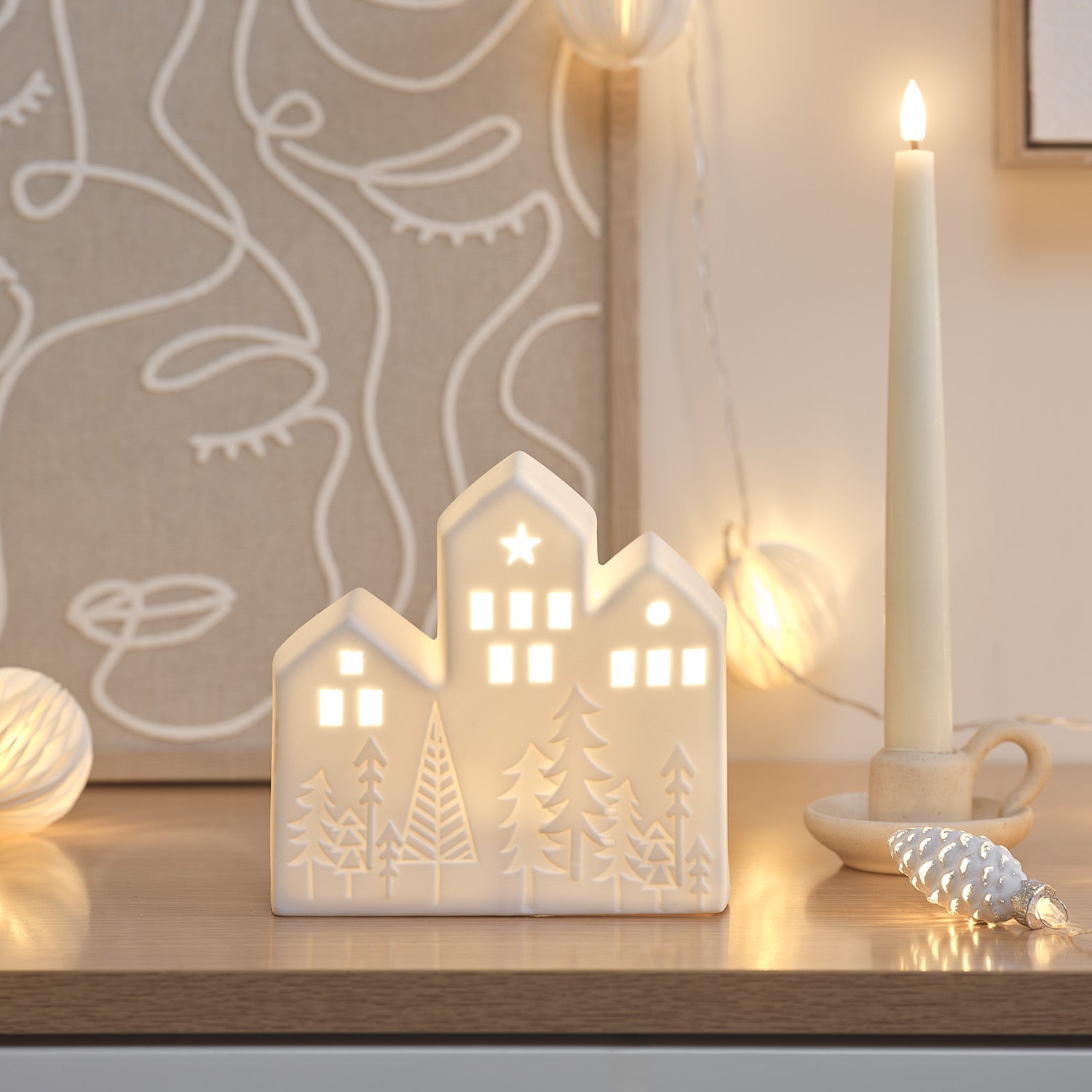 Ceramic House LED Christmas Decoration