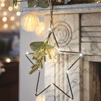 Set of 2 Micro LED Star Lights with Winter Foliage