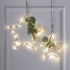 Set of 2 Micro LED Star Lights with Winter Foliage
