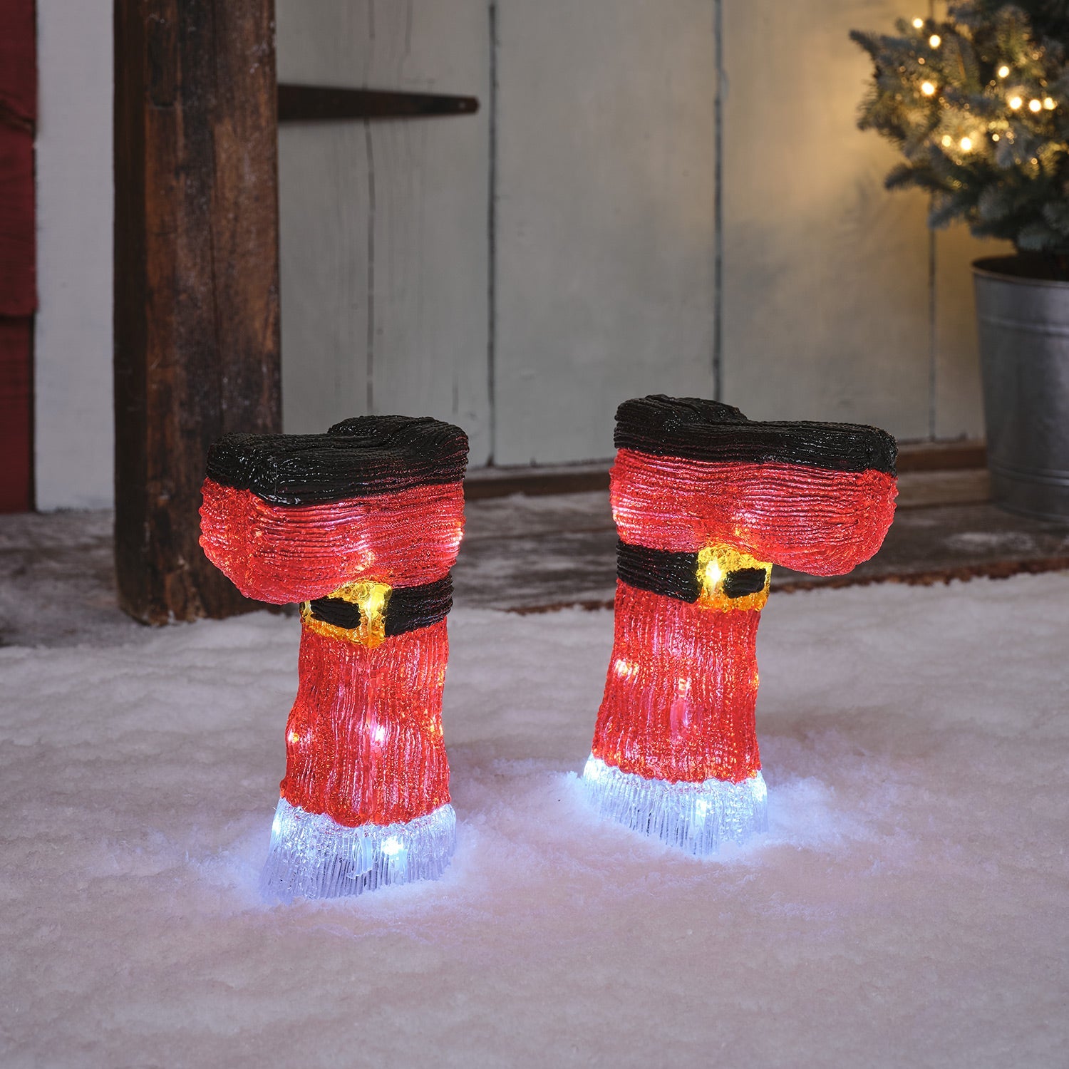 Set of 2 Santa’s Boots Acrylic Stake Lights