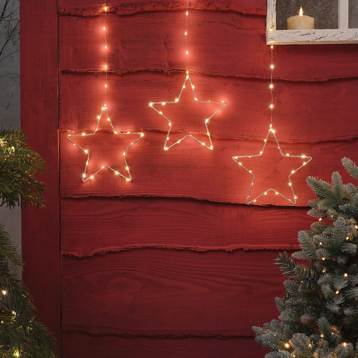 LED Hanging Star Christmas Decoration Trio