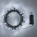 2 Pack of 50 White LED Outdoor Battery Lights On Green Cable