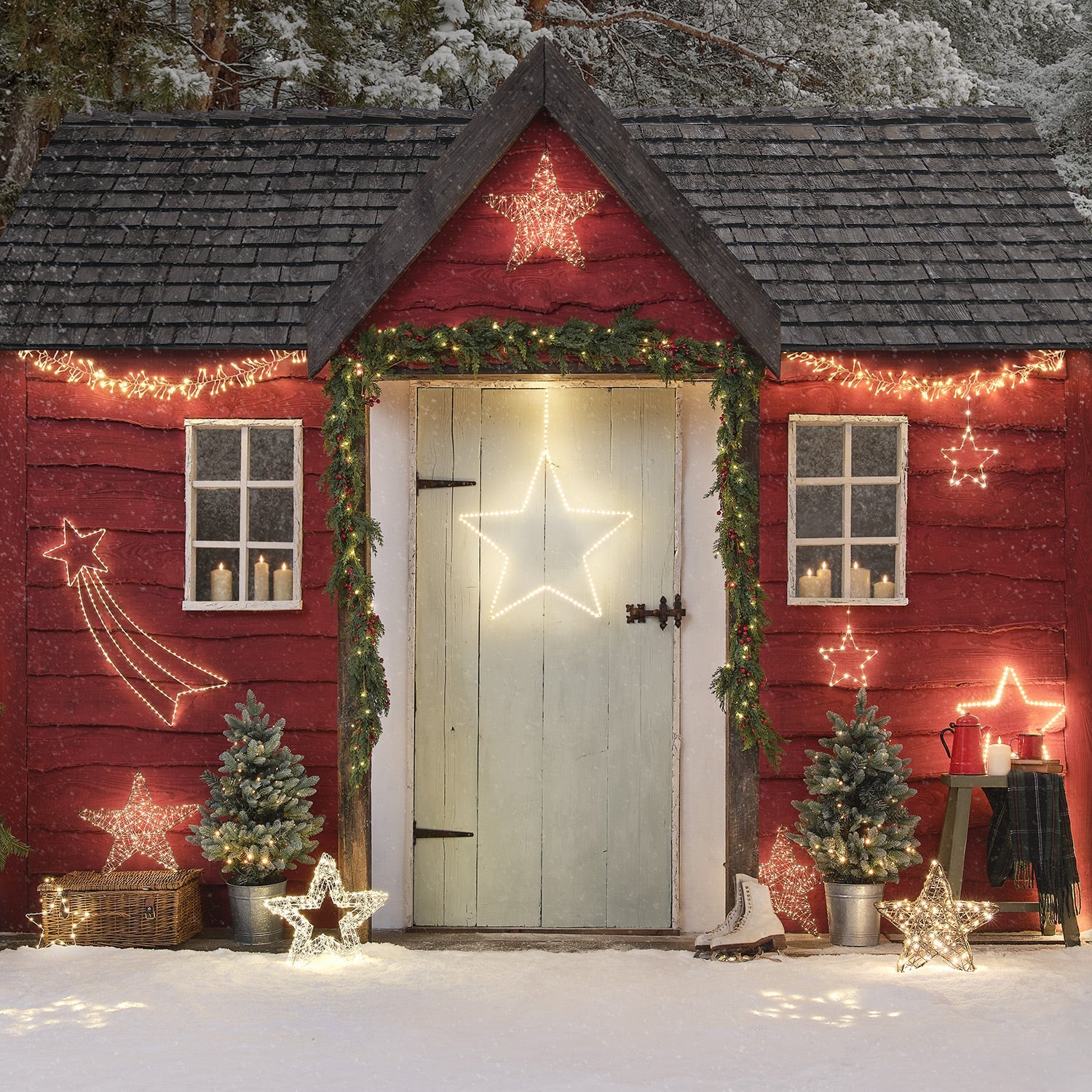 90cm Pre Lit Potted Outdoor Christmas Tree