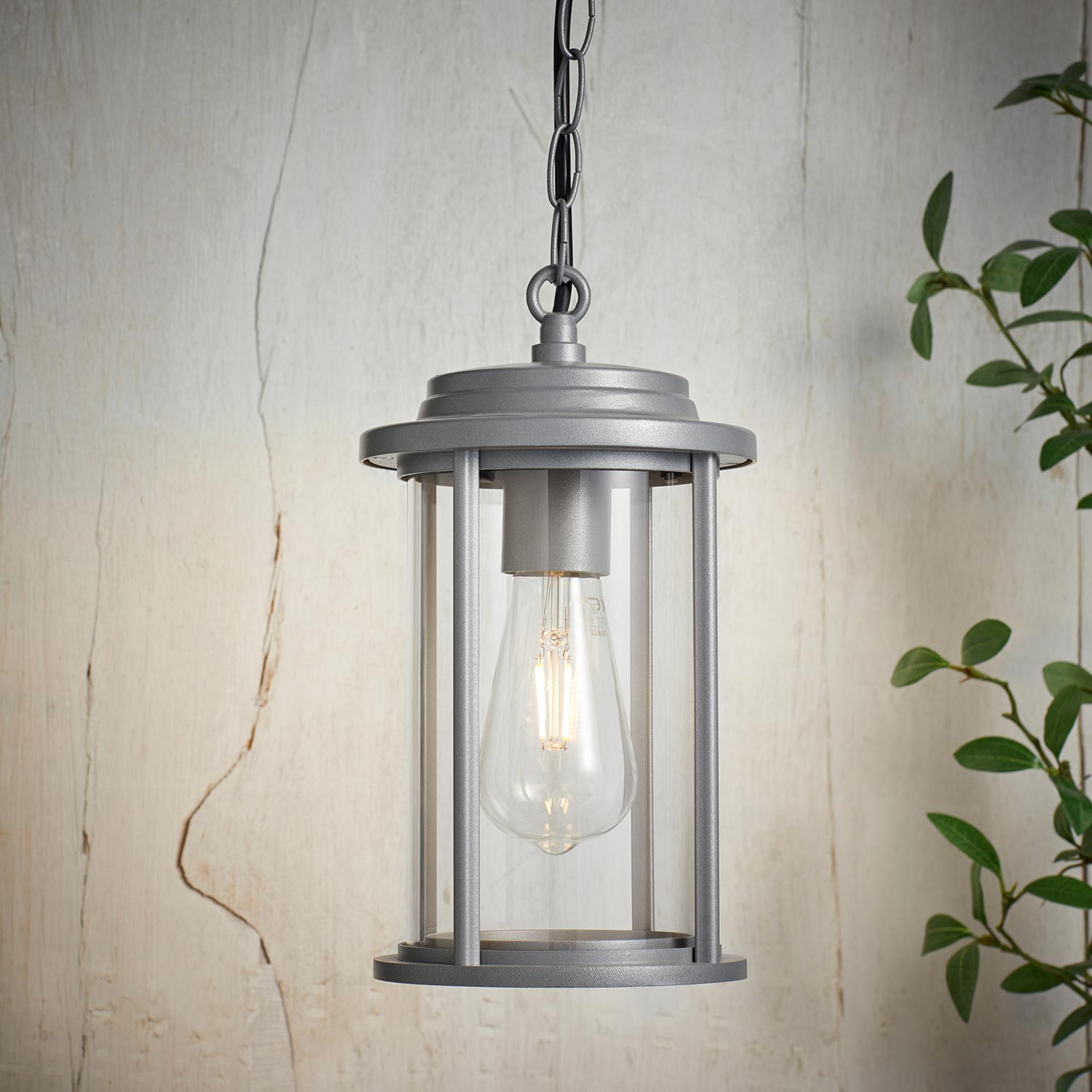 Grey Lantern Outdoor Pendant Light