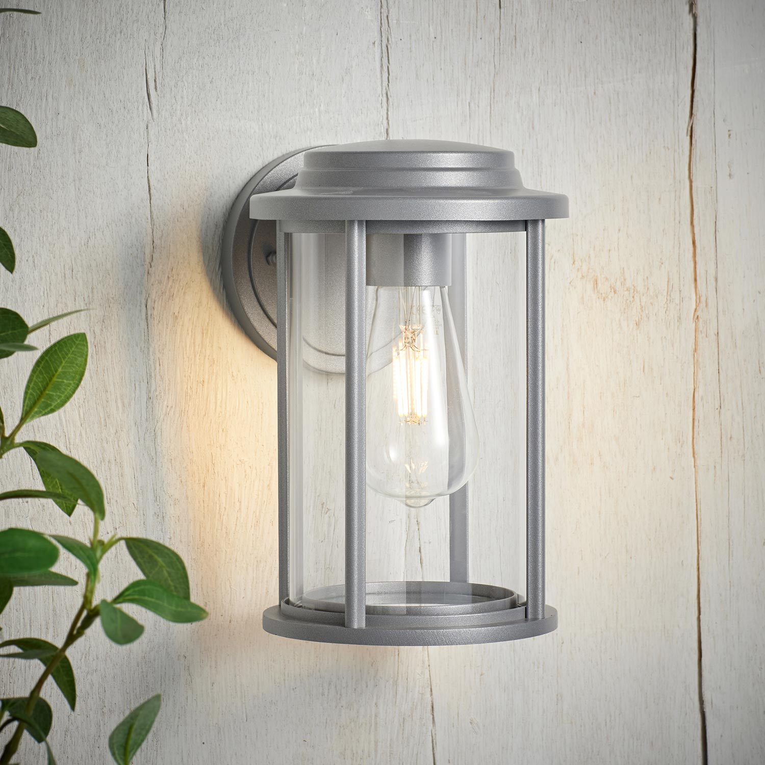 Grey Lantern Outdoor Wall Light