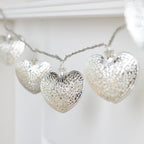 20 Silver Filigree Heart Fairy Lights