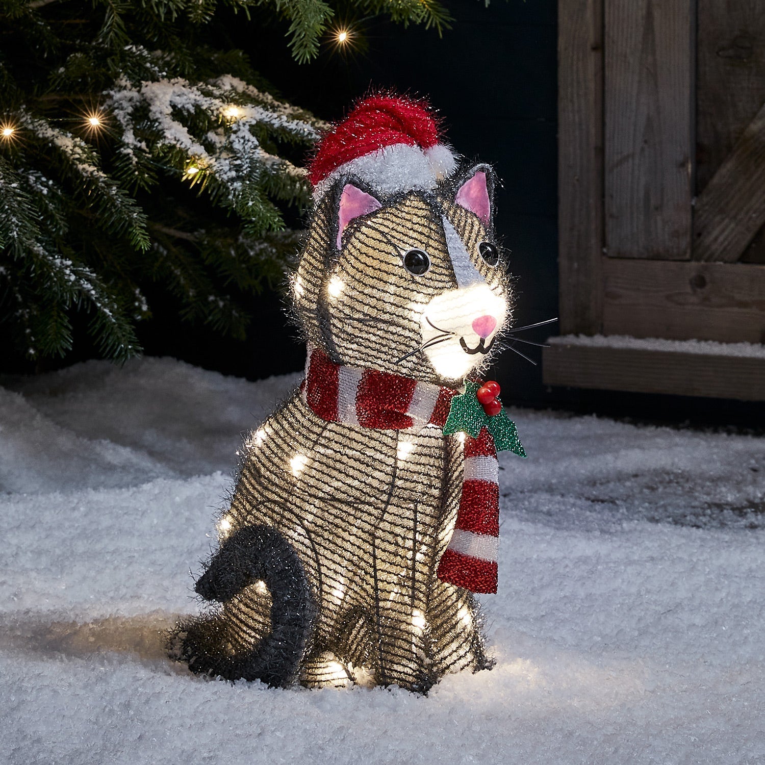 46cm Cat Outdoor Christmas Figure