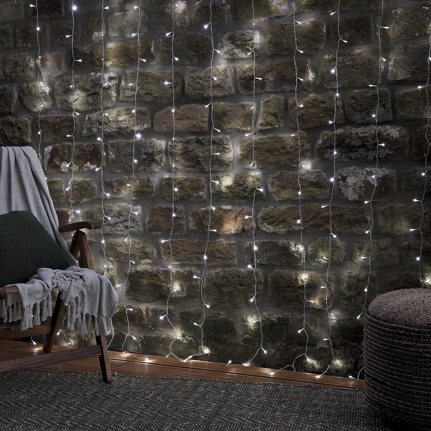 Dual Colour LED Warm White & White Curtain Lights With Remote Control 2m x 2m