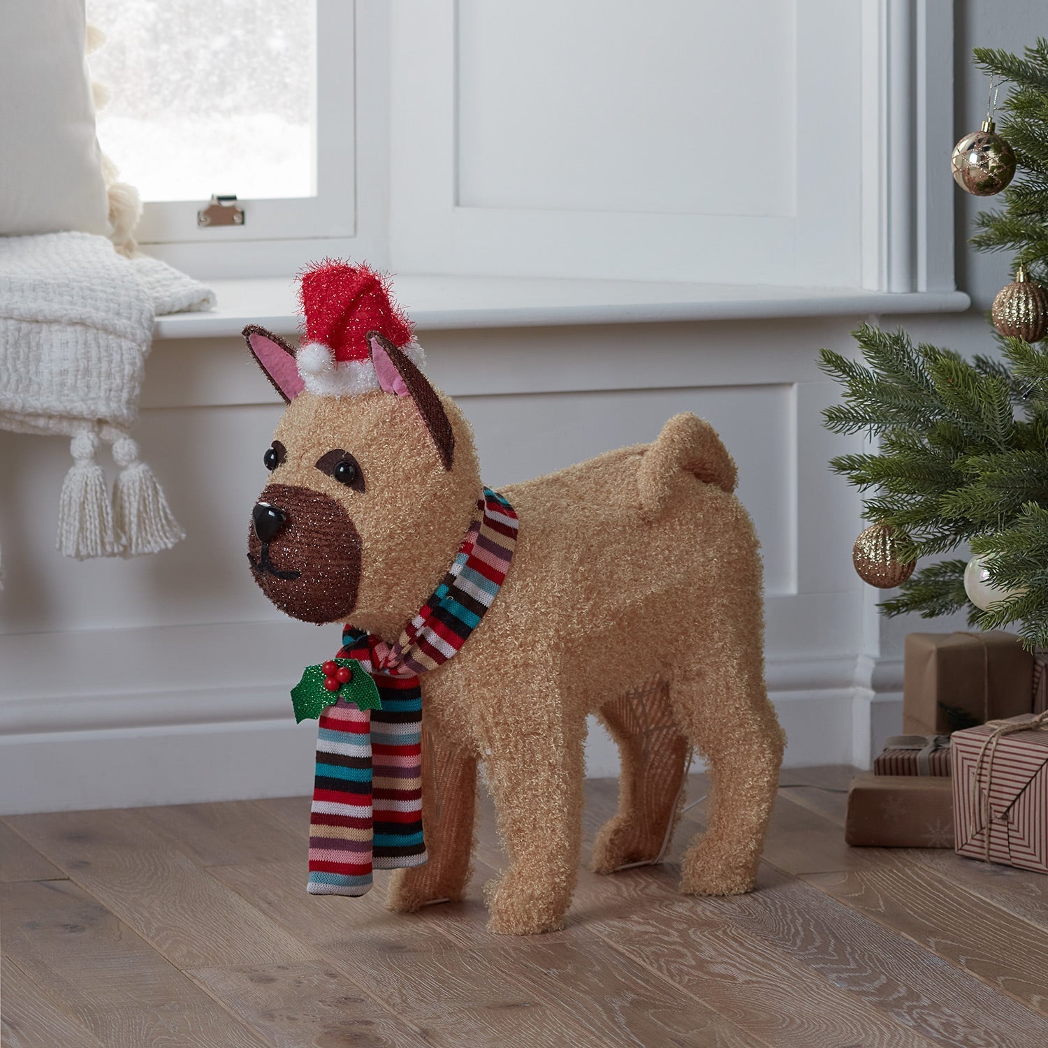 55cm French Bulldog Christmas Figure