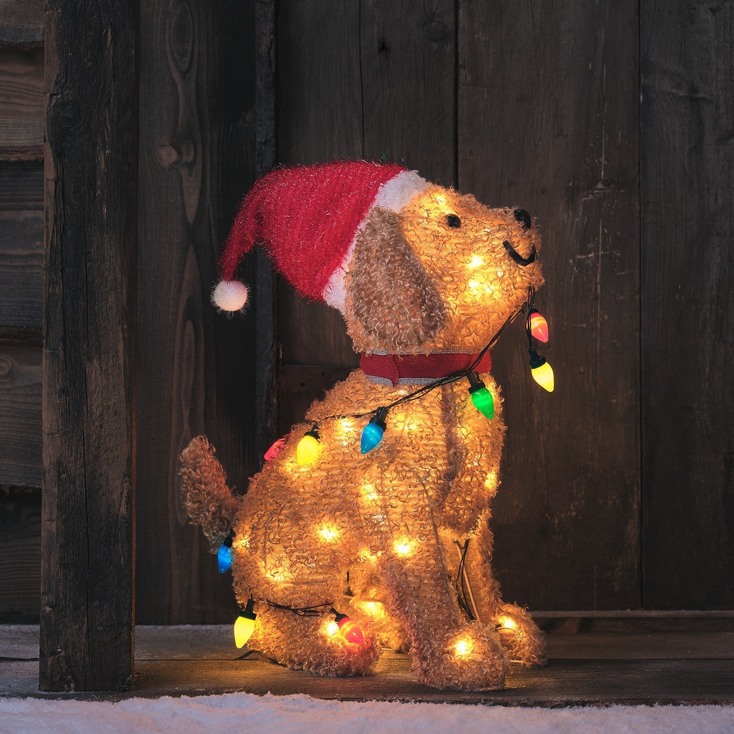 53cm Dolly The Christmas Dog with Fairy Lights LED 3D Fabric Figure