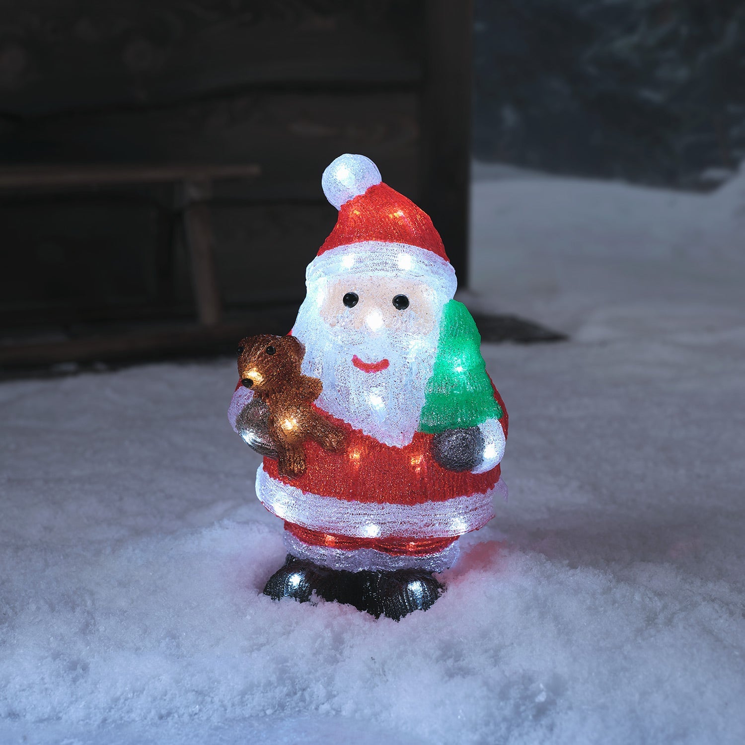 32cm Penguin & Santa LED 3D Acrylic Figure Duo