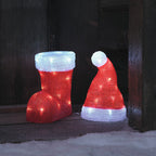 22cm Santa's Hat and Boot Duo LED 3D Acrylic Figure