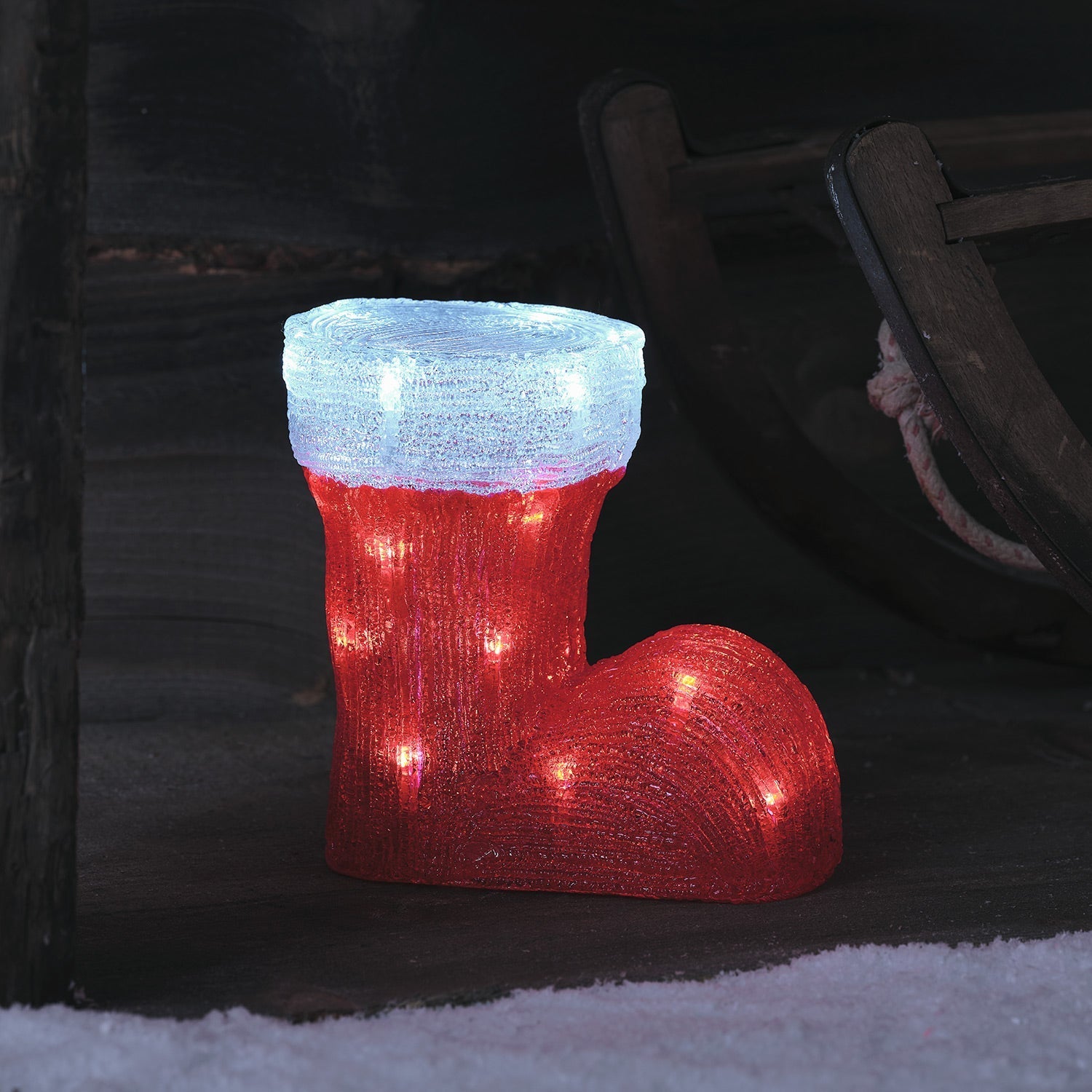 22cm Santa's Hat and Boot Duo LED 3D Acrylic Figure