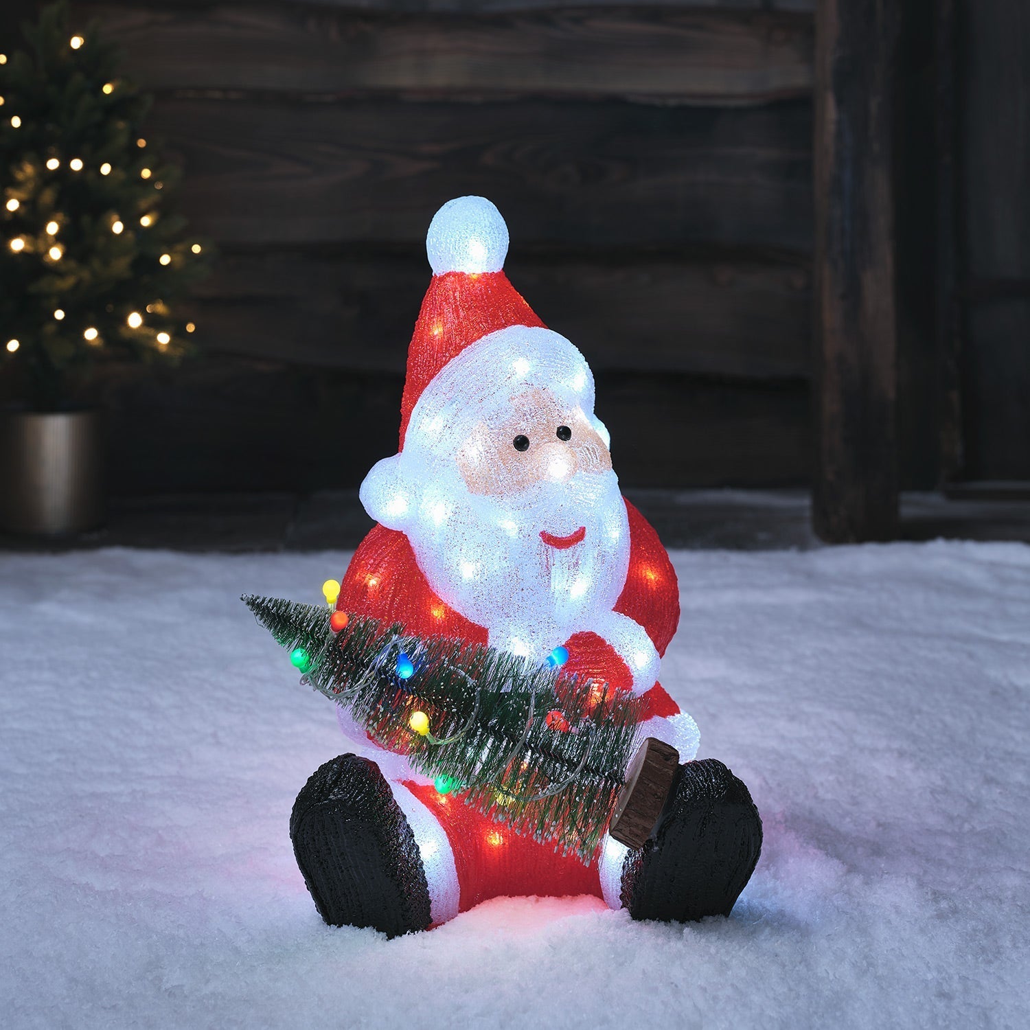 49.5cm Santa with Christmas Tree LED 3D Acrylic Figure