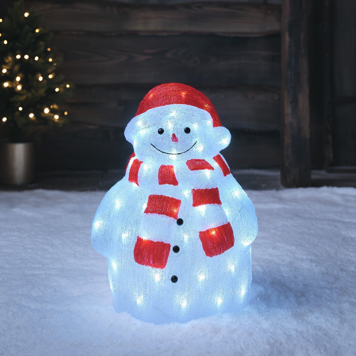 46.5cm Snowman with Hat and Scarf LED 3D Acrylic Figure