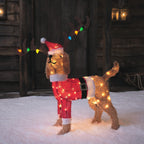 80cm Berry the Christmas Dog with Antlers LED 3D Fabric Figure