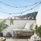 Pro Connect 95m 190 Warm White Connectable Festoon Lights Clear Cap Black Cable