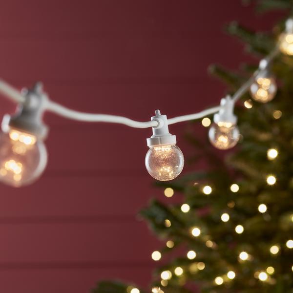 Pro Connect 50m 100 Warm White Connectable Festoon Lights Clear Cap White Cable