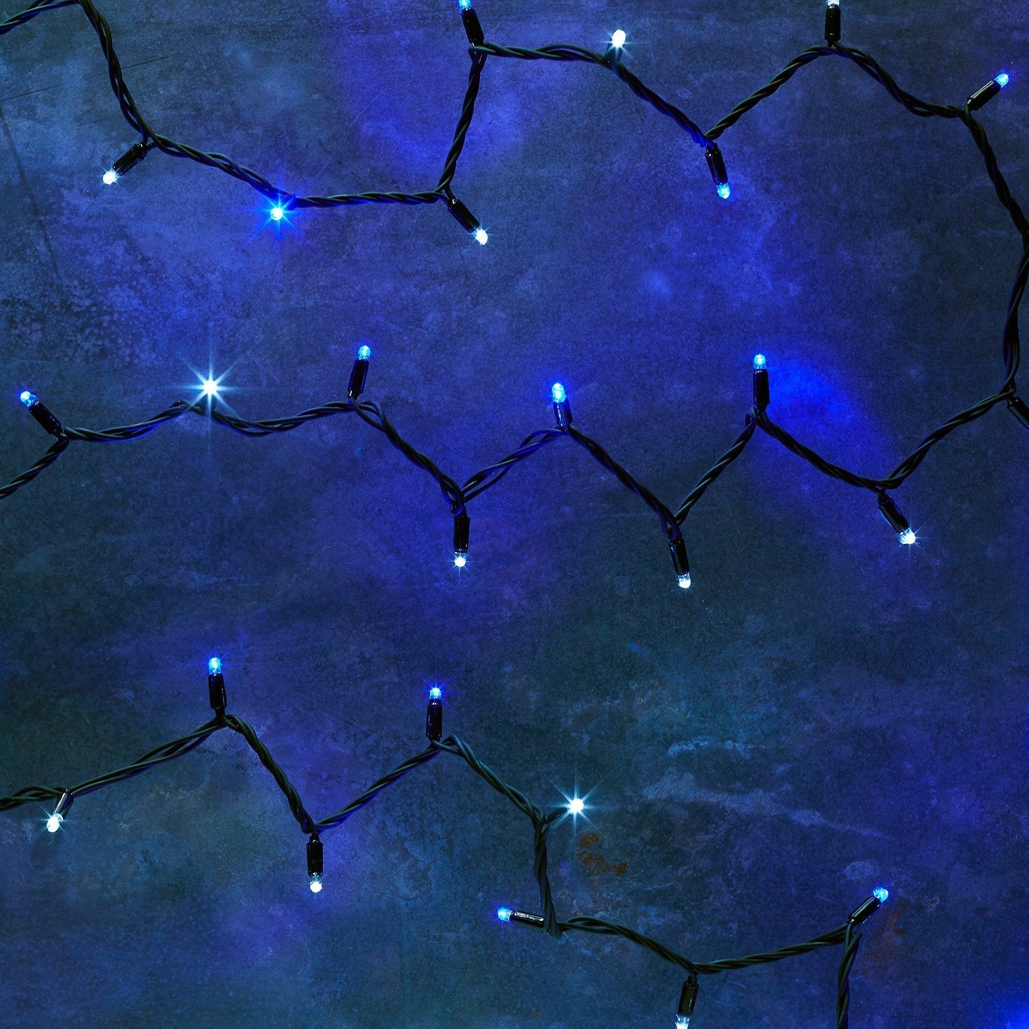 Pro Connect 105m 1050 Blue & White Connectable String Lights Black Cable