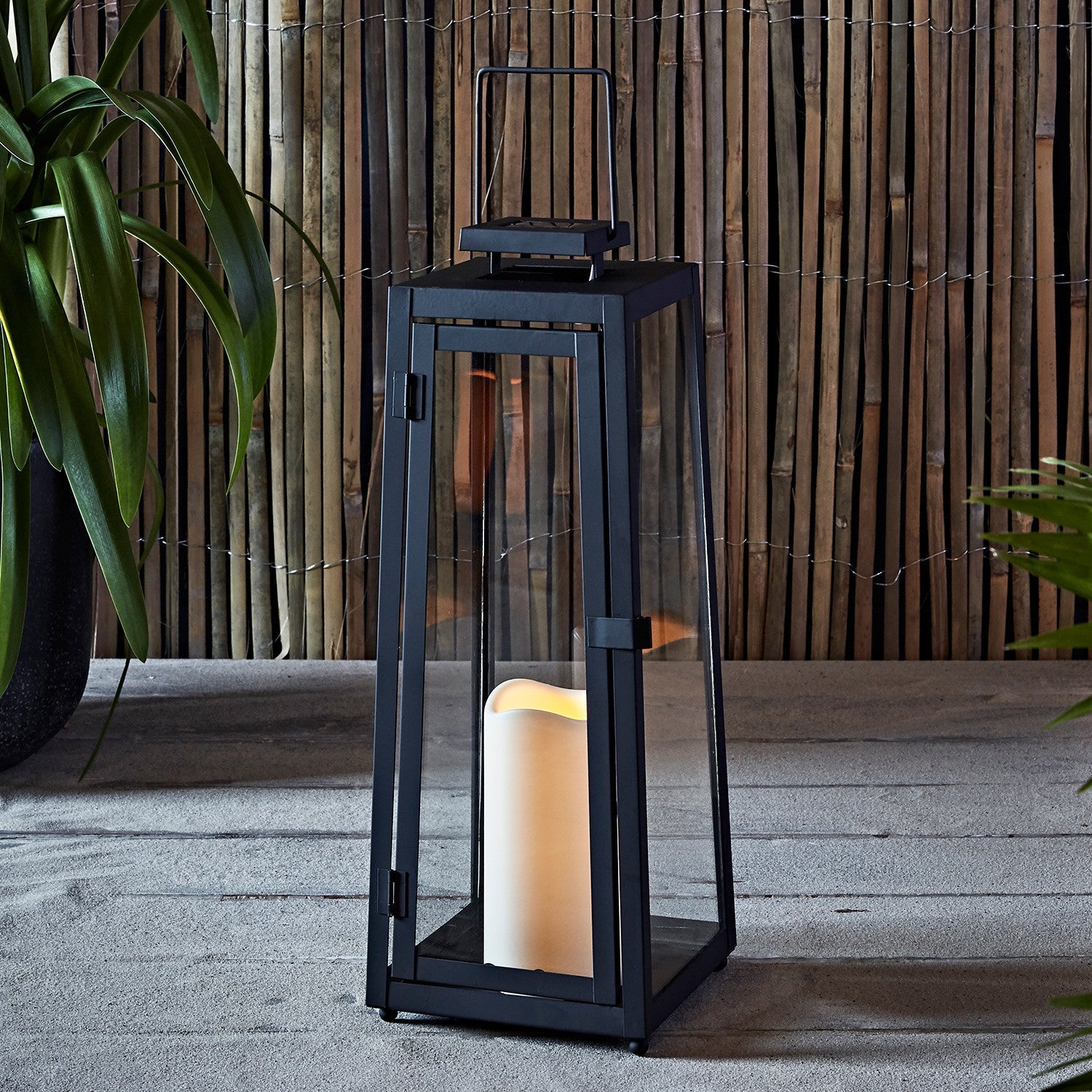 Porto Large Solar Metal Garden Lantern