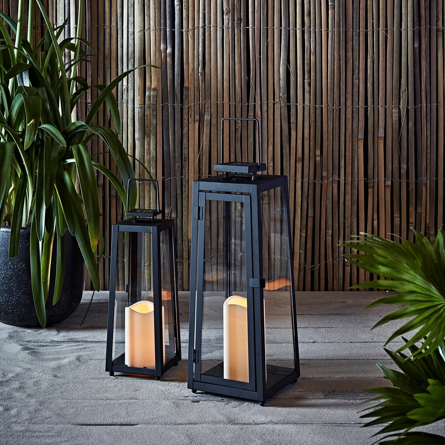 Porto Large Solar Metal Garden Lantern