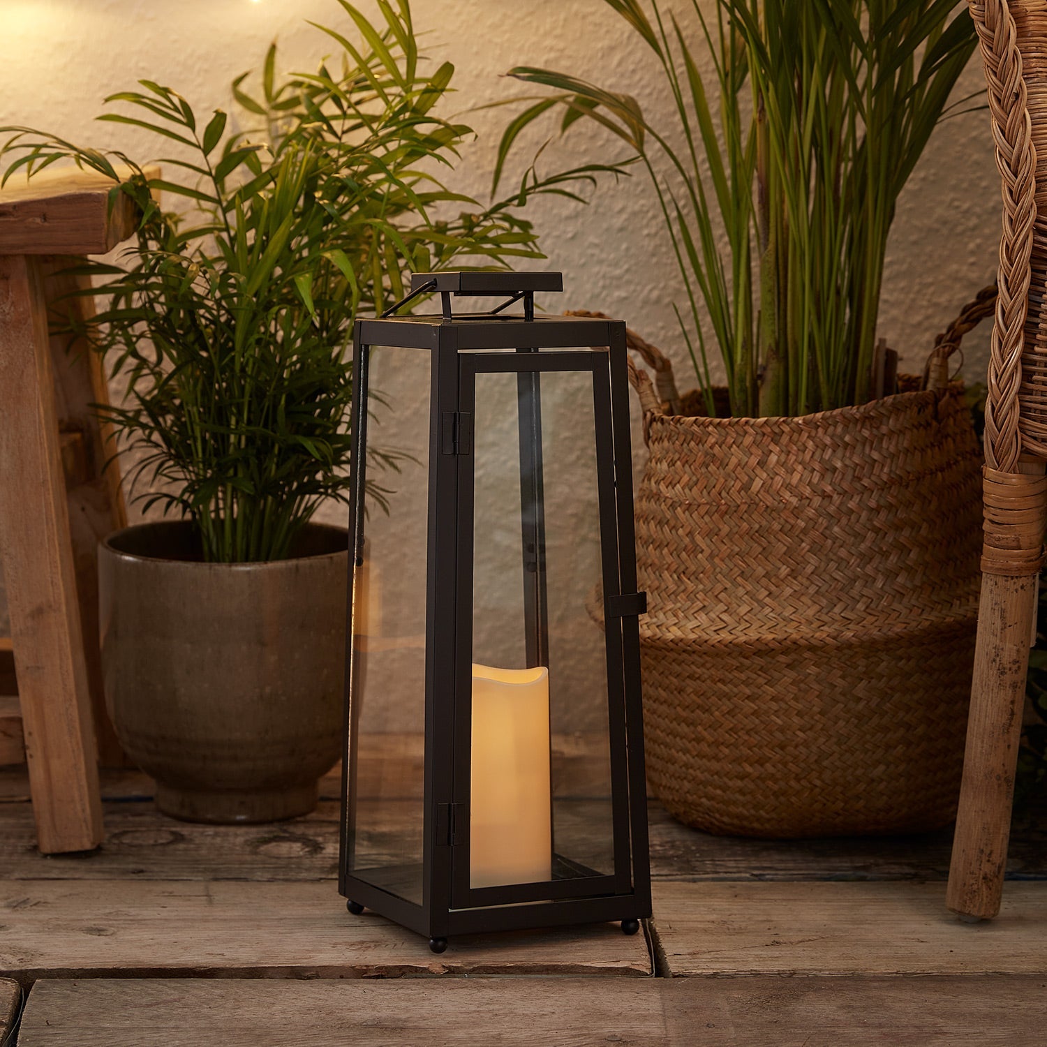 Porto Large Solar Metal Garden Lantern