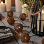 10 Rattan Sphere Solar Fairy Lights