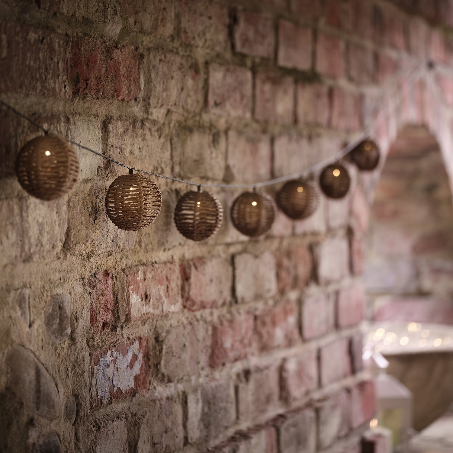 10 Rattan Sphere Solar Fairy Lights