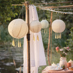 20cm Cream Lucena Tassel Solar Lantern