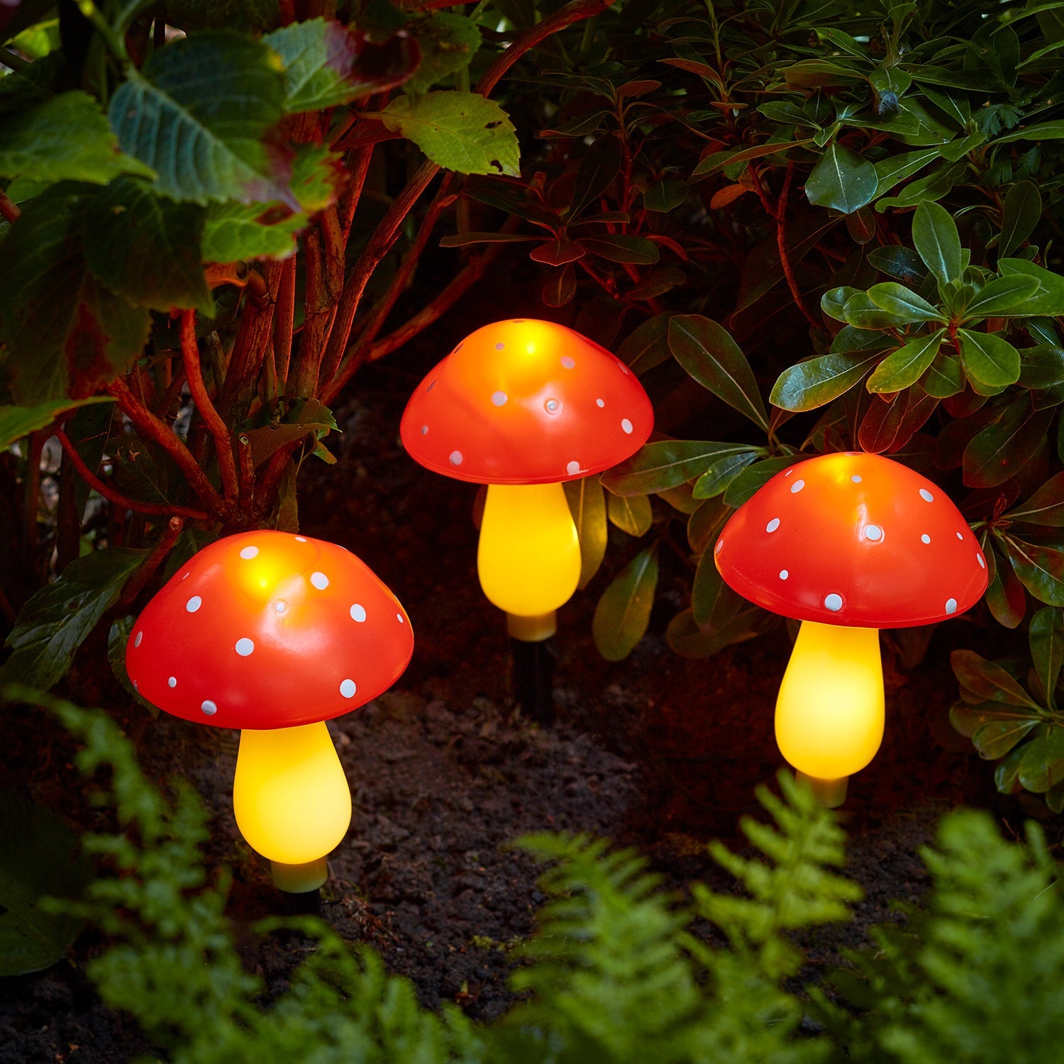 3 Mushroom Solar Stake Lights