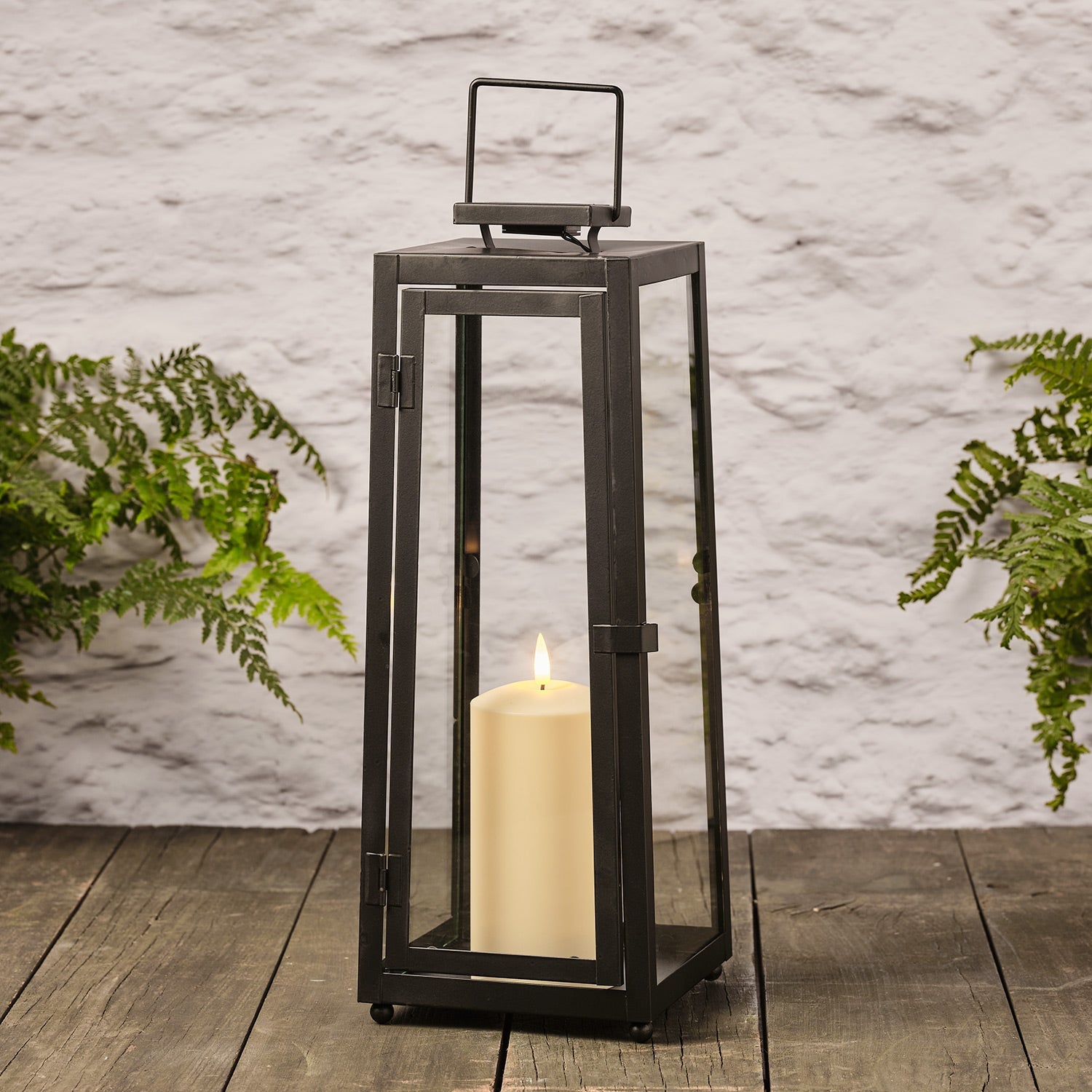 Large Porto Solar Metal Lantern with TruGlow® Candle