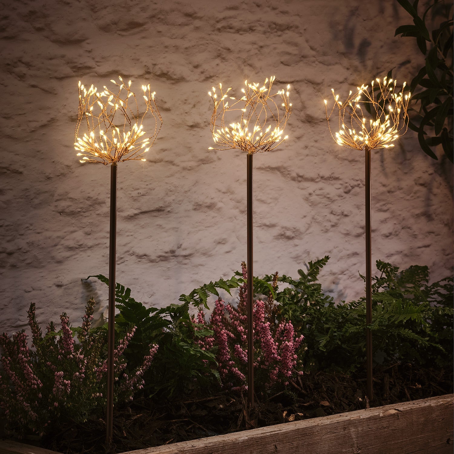 3 Flower Shaped Micro LED Solar Stake Lights