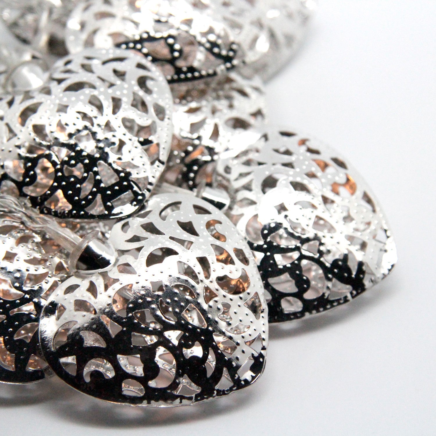20 LED Silver Filigree Heart Indoor Fairy Lights